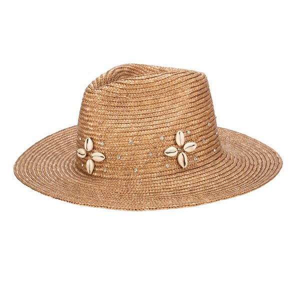 San Diego Hat Company Accessories - $110 Resort Ready Wheat Straw Fedora Glam Shell Rhinestone Womens San Diego Hat